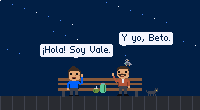 Vale y Beto, los personajes de Relojeo, se presentan en el banco de una parada, con el mate.